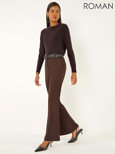 Roman Brown Short Bootcut Stretch Trousers (G05463) | €57