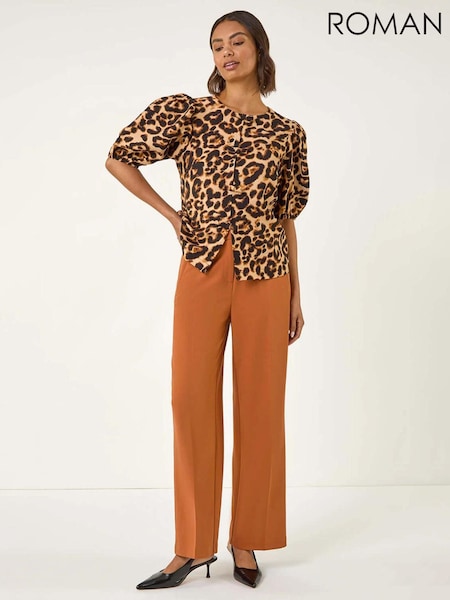 Roman Orange Short Wide Leg Stretch Trousers (G05467) | €57