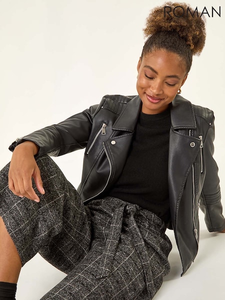 Barva oglja - Roman Belted Check Culotte Trousers (G05468) | € 55
