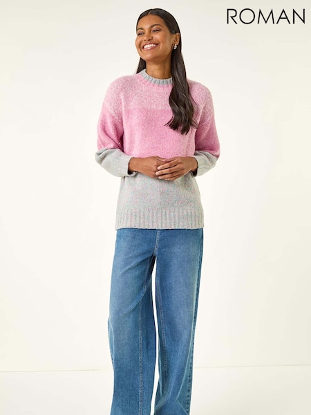 Roman Pink Colour Block Knit Jumper (G05474) | €80