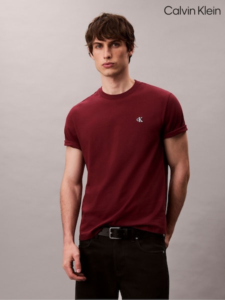 Calvin Klein Red Embroidered Monogram Logo Relaxed T-Shirt (G05511) | €64