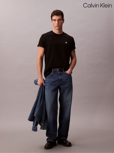 Calvin Klein Black Embroidered Monogram Logo Relaxed T-Shirt (G05520) | €64