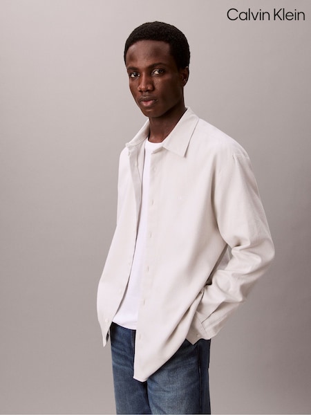 Calvin Klein Blue Melange Flannel Relaxed Button-Down Shirt (G05522) | €127
