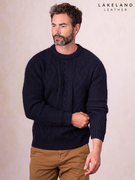 Lakeland Clothing Blue Cawfell Wool Blend Cable Knit Jumper (G05553) | €99