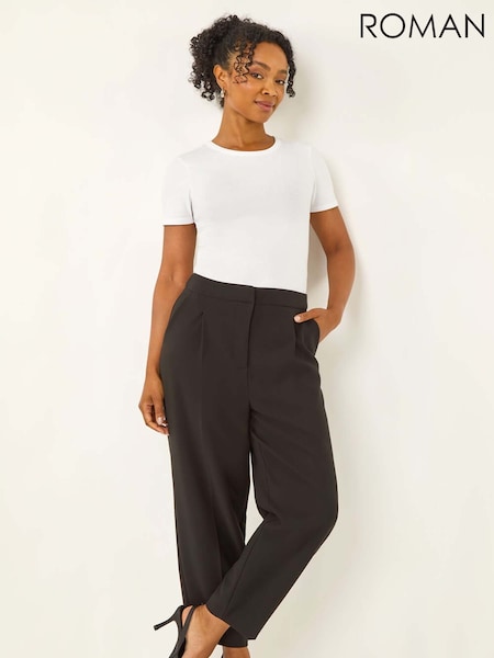 Roman Black Petite Ankle Grazer Smart Stretch Trousers (G05616) | €48
