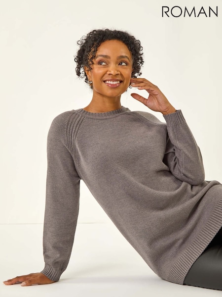Roman Grey Petite Longline Knit Jumper (G05626) | €60