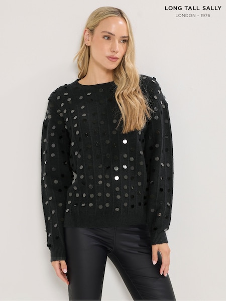 Long Tall Sally Black Disco Sequin Jumper (G05746) | R$ 385