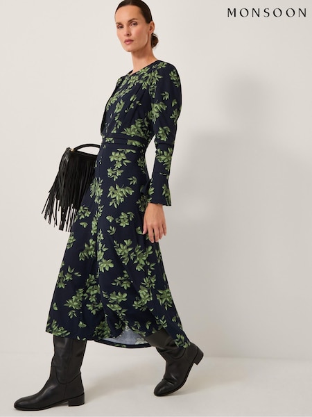 Monsoon Blue Joules Long Sleeve Jersey Midi Dress (G05816) | €99