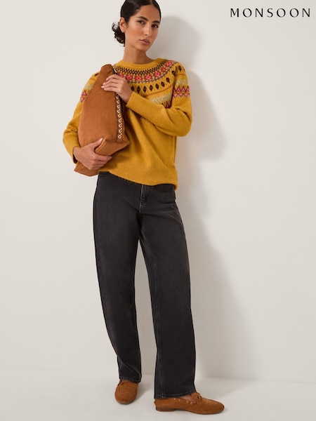 Monsoon Yellow Fran Fair Isle Pattern Jumper (G05819) | €87