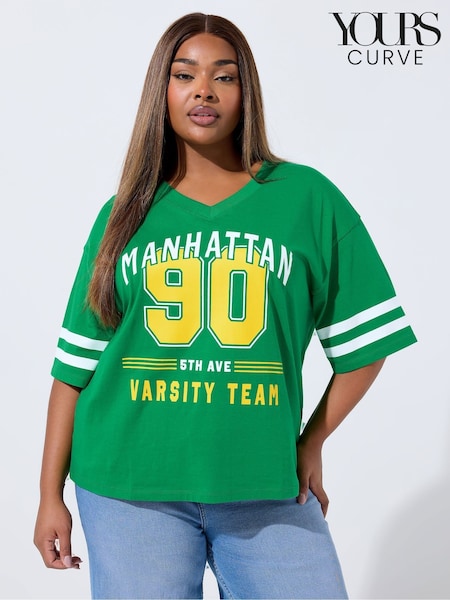 Yours Curve Green Limited Green V 90 Sport T-Shirt (G05959) | €25