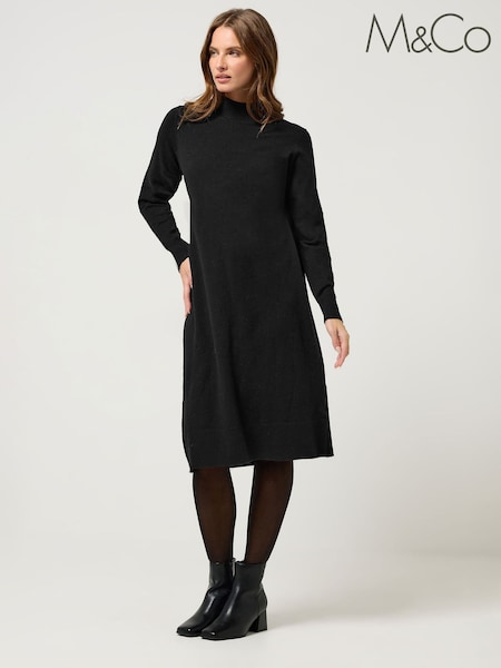 M&Co Black Funnel Neck Jumper Dress (G06011) | €50