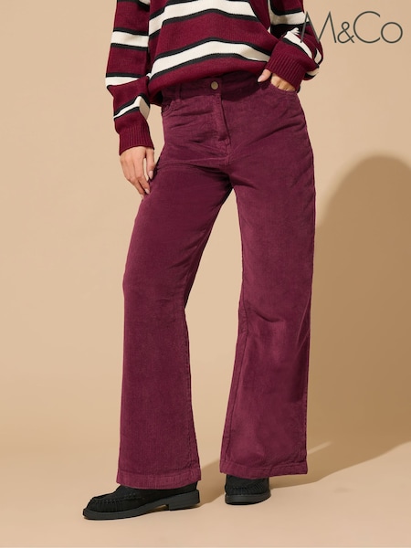 M&Co Purple Petite Cord Wide Leg Trousers (G06014) | €50