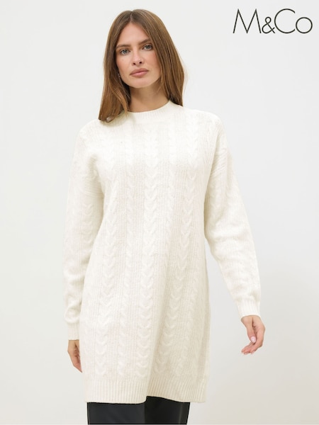 M&Co White Cable Tunic Jumper (G06015) | €55
