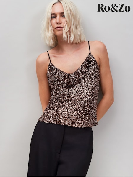 Ro&Zo Ruffle Neckline Sequin Camisole (G06043) | R$ 585