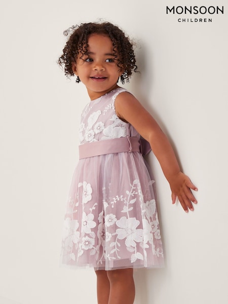 Monsoon Pink Baby Alicia Embroidered Lace Dress (G06116) | AED341 - AED377