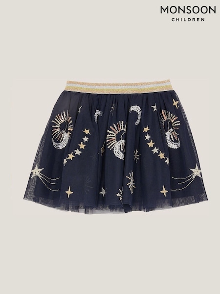 Monsoon Blue Cosmic Embellished Mesh Skirt (G06143) | €34 - €40