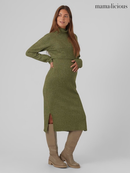 Mamalicious Green Nursing Knitted Dress (G06217) | €56