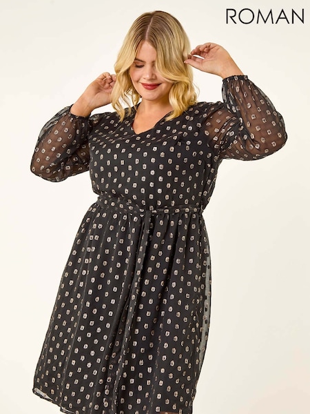Roman Curve Polka Dot Midi Dress (G06231) | € 66
