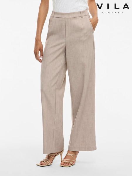 VILA Brown High Waisted Wide Leg Trousers (G06236) | AED262