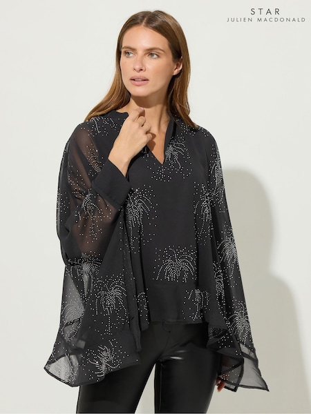 Star by Julien MacDonald Black Hotfix Cape Blouse (G06237) | €67
