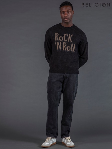Religion Black Rock N Roll Knit Jumper (G06262) | AED408