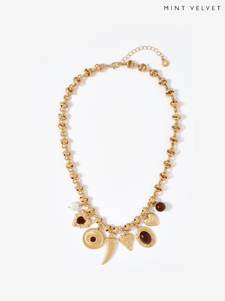 Mint Velvet Gold Tone Statement Charm Necklace (G06595) | €64