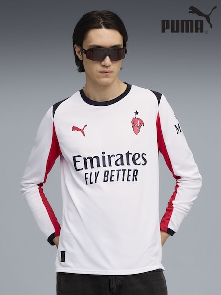 Puma White AC Milan 25/26 Long Sleeve Mens Away Jersey (G06691) | €119