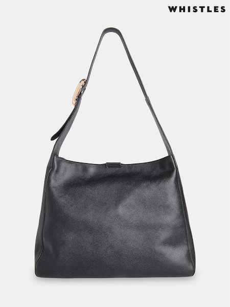 Whistles Black Mabel Buckle Detail Tote Bag (G06730) | R$ 1.925