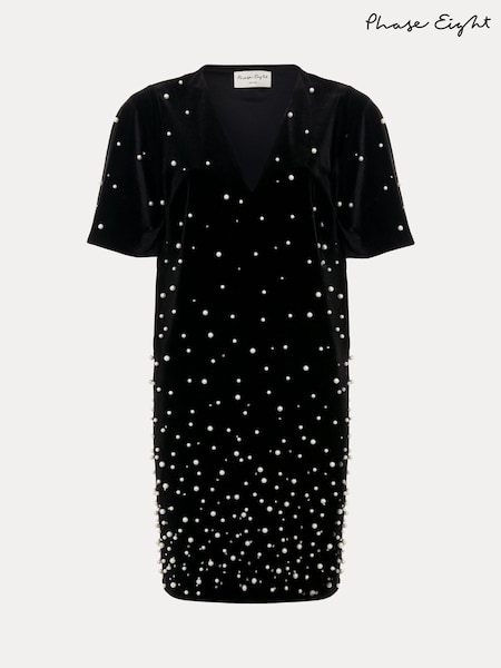 Phase Eight Black Pennie Velvet Dress (G06746) | €178