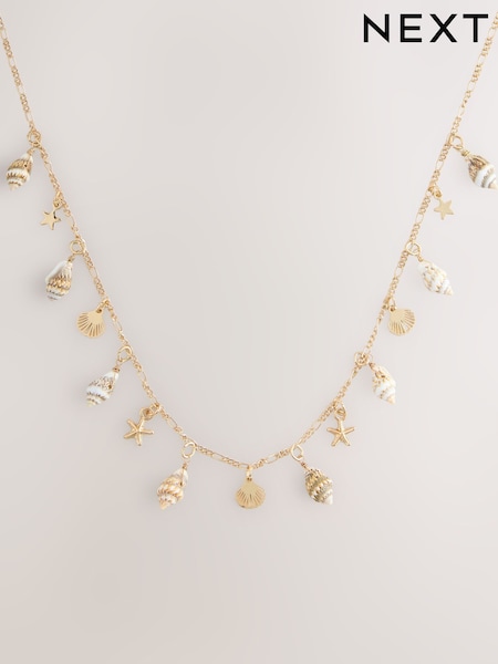 Gold Tone Shell Drop Necklace (G06770) | €19
