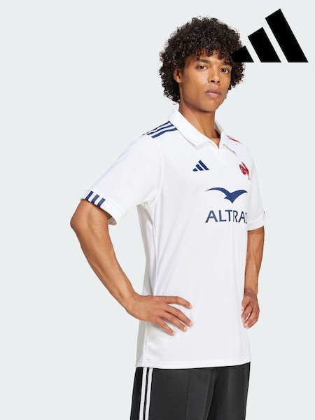 adidas White France Rugby Away Football Shirt (G06832) | R$ 790