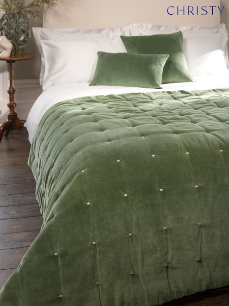 Christy Olive Jaipur Velvet Quilted Throw (G06901) | €218