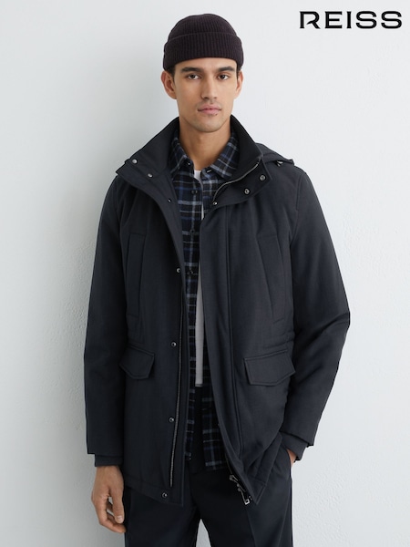Reiss Navy Lord Hooded Zip-Through Padded Coat (G07049) | $675