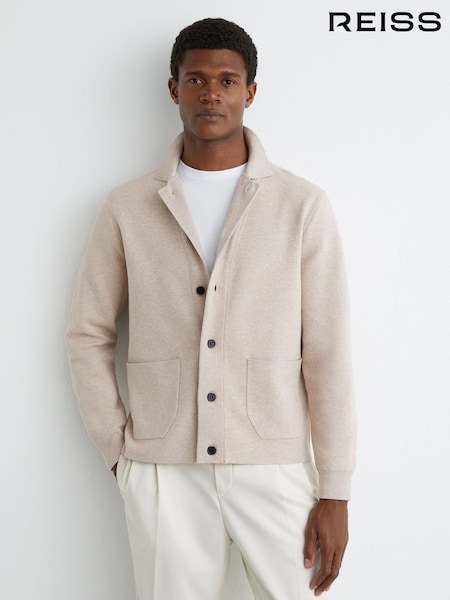 Reiss Oatmeal Plaza Collared Button-Through Cardigan (G07070) | OMR121