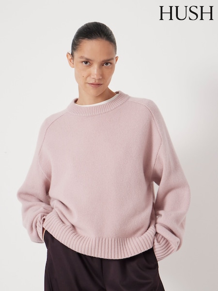 Hush Blush Pink Nina Merino Wool Cropped Jumper (G07137) | €152