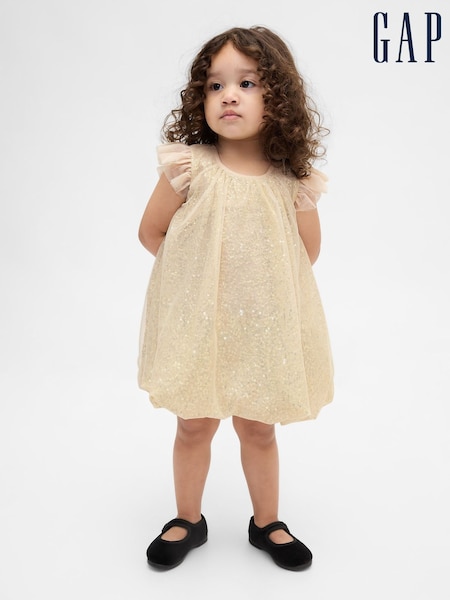 Gap Gold Sequin Tulle Bubble Dress (12mths-5yrs) (12mths-5yrs) (G07399) | €52