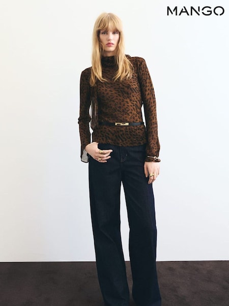 Mango Animal Leopard-Print Blouse With Scarf (G07445) | €45