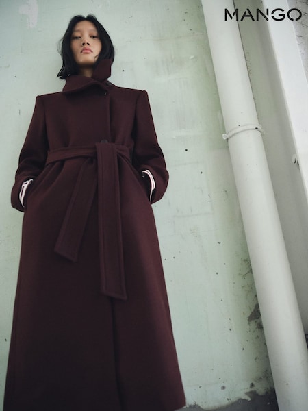 Mango Red Manteco Wool Coat With Belt (G07461) | €217