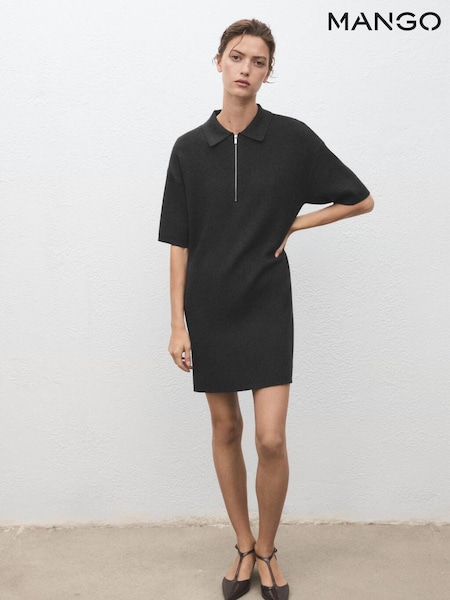 Mango Grey Knitted Dress With Polo Neck (G07491) | €77
