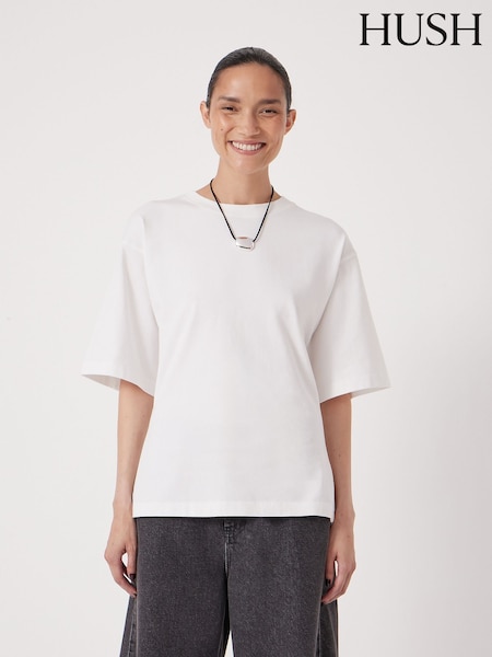 Hush White Zip Detail T-Shirt (G07537) | €66