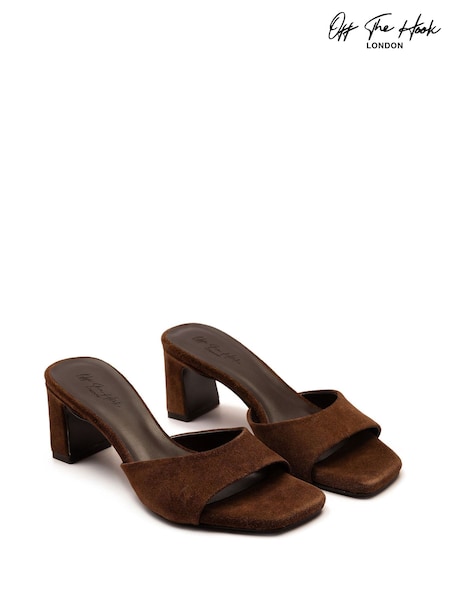 Off The Hook Brown Park Suede Block Heel Sandals (G07617) | 198 QAR