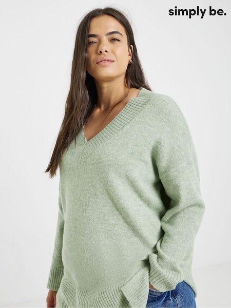 Simply Be Green V-Neck Knitted Tunic (G07640) | €40