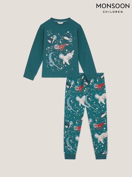 Monsoon Green Glow In The Dark Space Pyjamas Set (G07687) | €34 - €37
