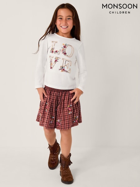 Monsoon Natural Love Top & Gingham Skirt Set (G07695) | €54 - €61