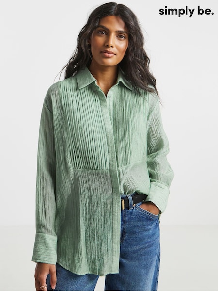 Simply Be Green Pintuck Tuxedo Shirt (G07823) | €40
