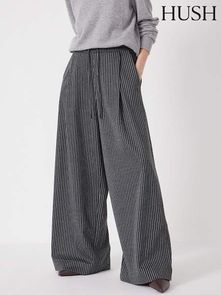 Hush Grey Pinstripe Wide Leg Joggers (G07888) | €120