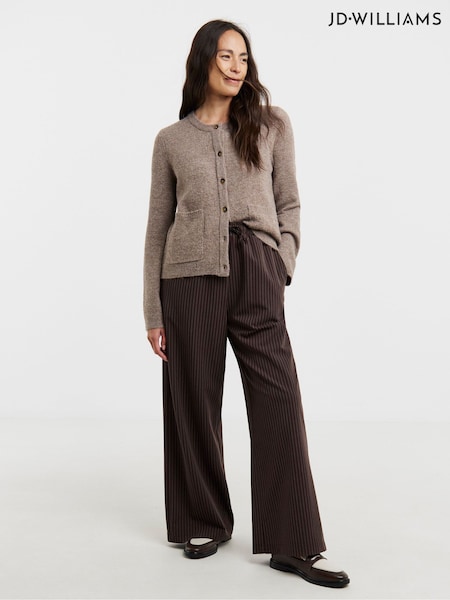 JD Williams Brown Sponge Crew Neck Knitted Cardigan (G07915) | €35
