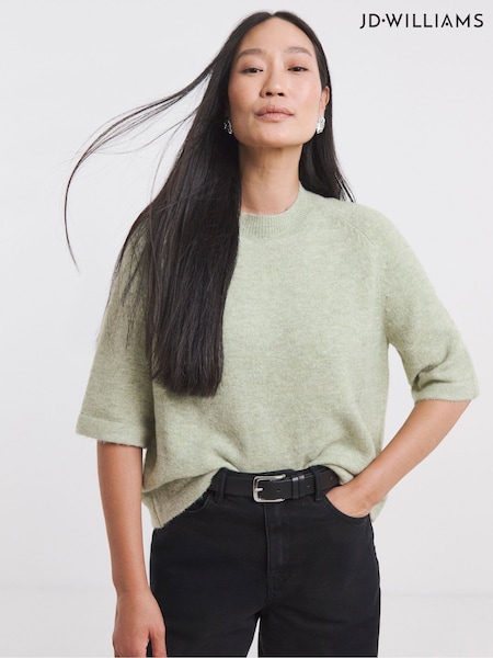 JD Williams Green Sponge Raglan Short Sleeve Knitted Jumper (G07924) | €32