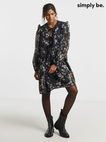 Simply Be Black Bow Detail Mini Skater Dress (G09006) | €48