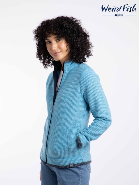 Weird Fish Blue Ariana Full Zip Grid Fleece (G09082) | €86